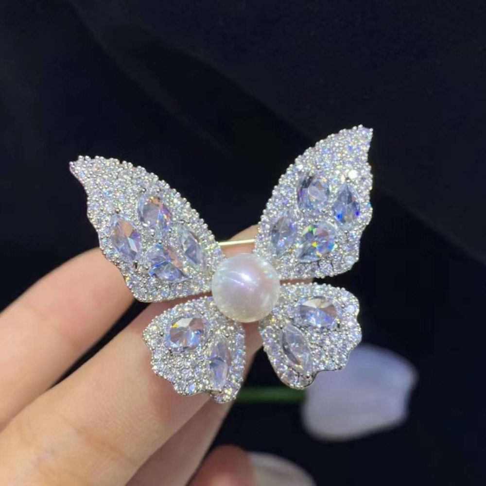 Picture of Natural pearl butterfly brooch