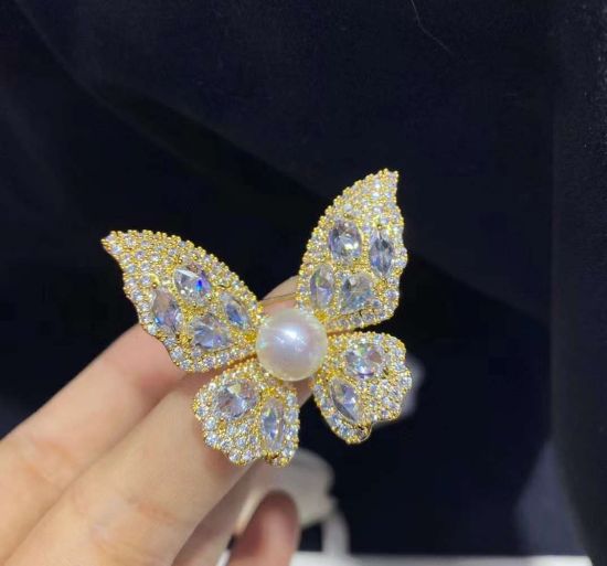 Picture of Natural pearl butterfly brooch