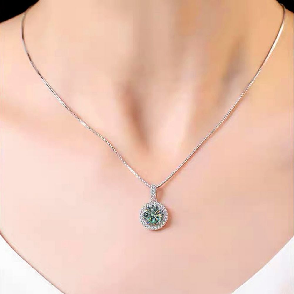 Picture of S925 Silver Mozambique Stone Pendant Necklace for Women with Six-Prong Setting