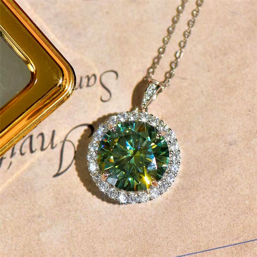 Picture of S925 Silver Mozambique Stone Pendant Necklace for Women with Six-Prong Setting