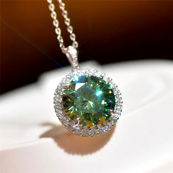 Picture of S925 Silver Mozambique Stone Pendant Necklace for Women with Six-Prong Setting