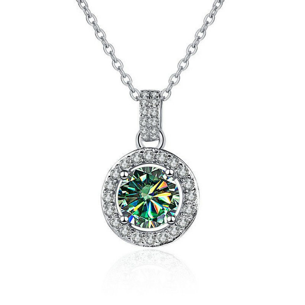 Picture of S925 Silver Mozambique Stone Pendant Necklace for Women with Six-Prong Setting