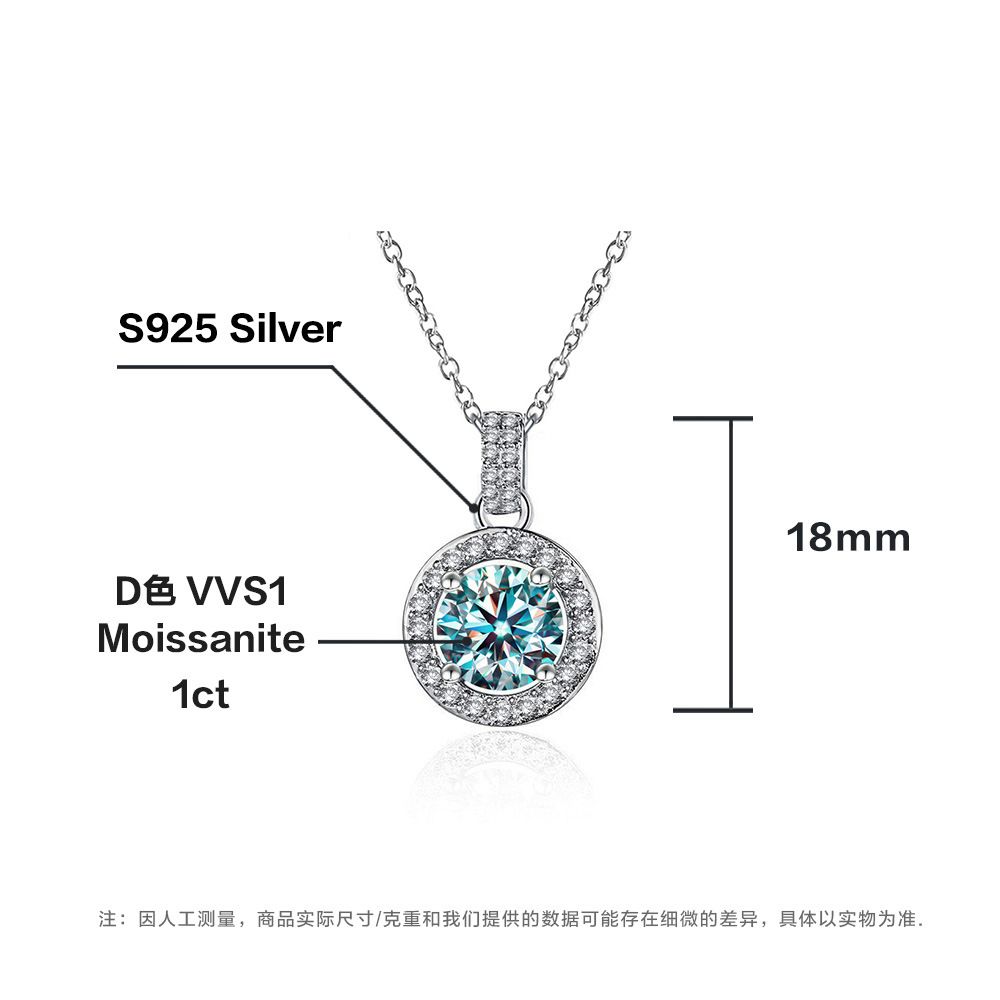Picture of S925 Silver Mozambique Stone Pendant Necklace for Women with Six-Prong Setting