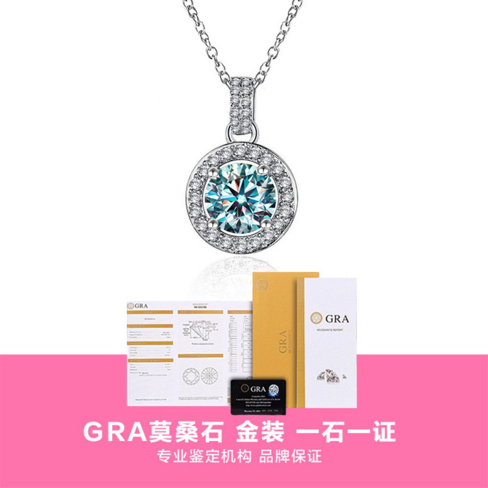Picture of S925 Silver Mozambique Stone Pendant Necklace for Women with Six-Prong Setting