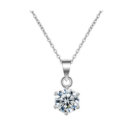 Picture of Six-Prong Minimalist Mozambique Diamond Necklace