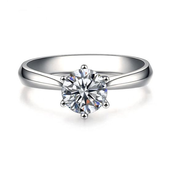 Picture of S925 Sterling Silver Classic Mozambique Stone Crown Six-Prong Ring