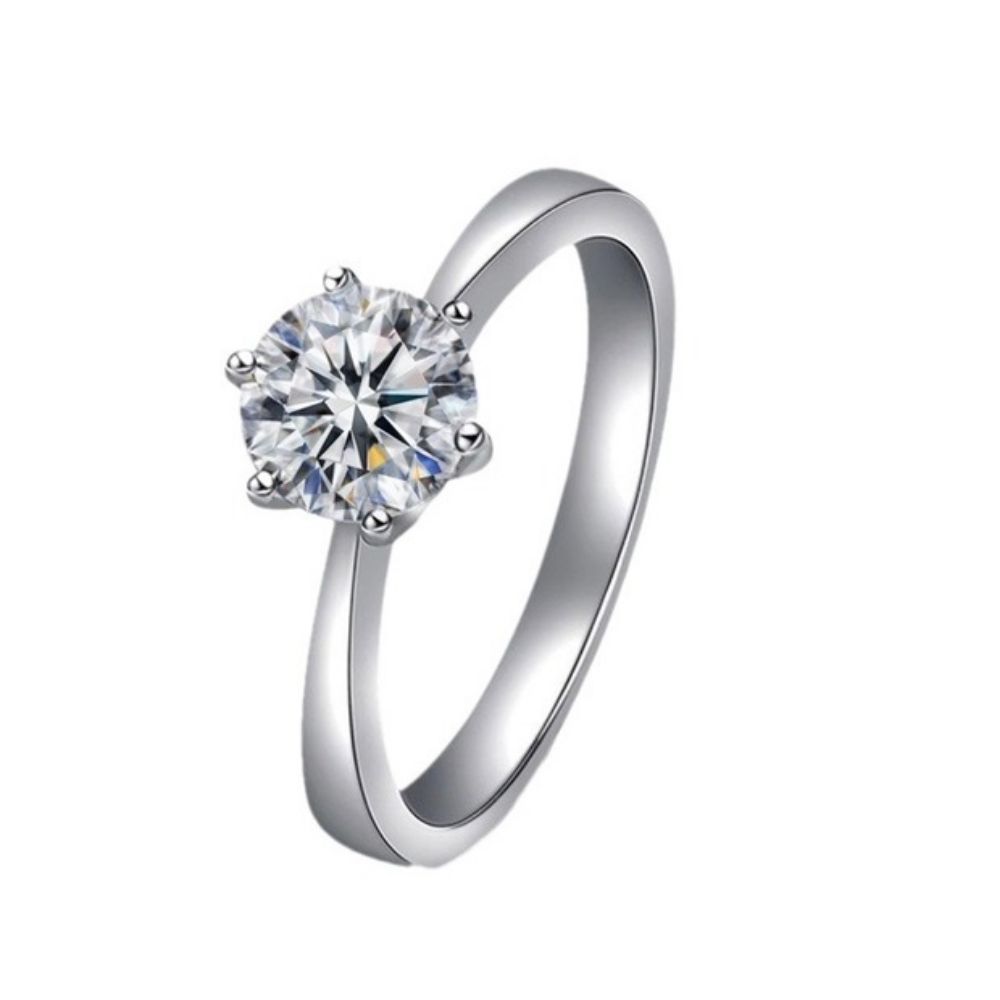 Picture of S925 Sterling Silver Classic Mozambique Stone Crown Six-Prong Ring