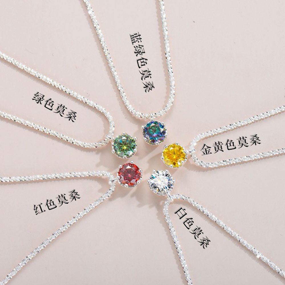 Picture of S925 Sterling Silver Minimalist Mozambique Stone Pendant Collarbone Necklace