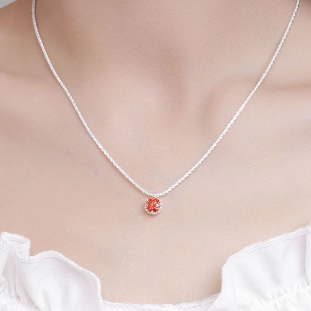 Picture of S925 Sterling Silver Minimalist Mozambique Stone Pendant Collarbone Necklace