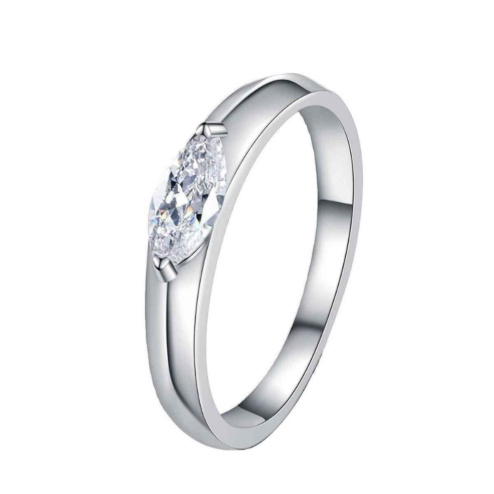 Picture of S925 Sterling Silver Marquise Moissanite Ring