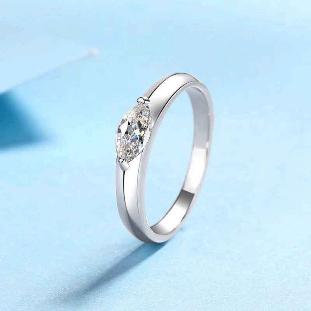 Picture of S925 Sterling Silver Marquise Moissanite Ring