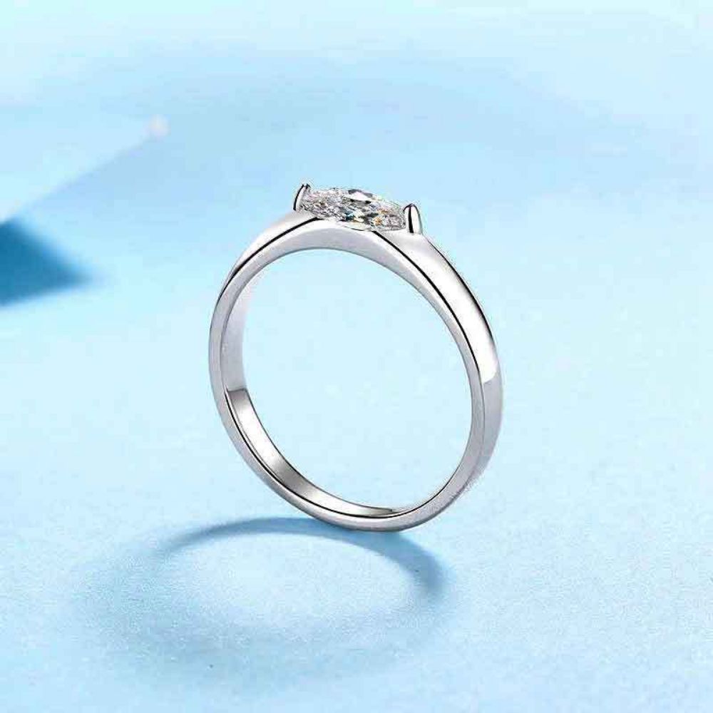 Picture of S925 Sterling Silver Marquise Moissanite Ring