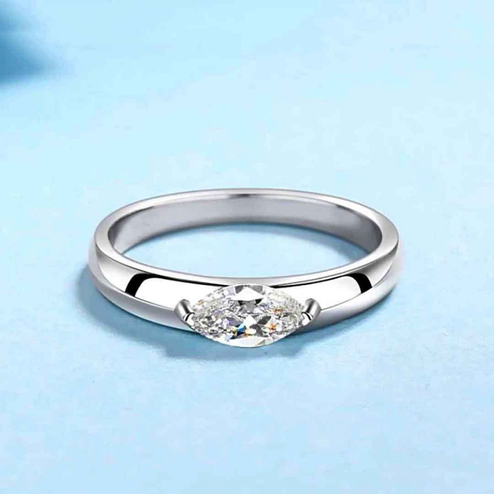 Picture of S925 Sterling Silver Marquise Moissanite Ring