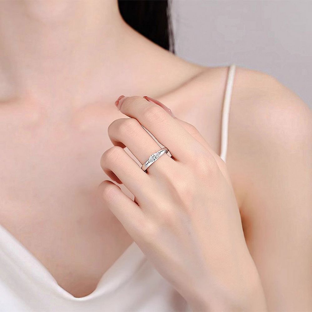 Picture of S925 Sterling Silver Marquise Moissanite Ring