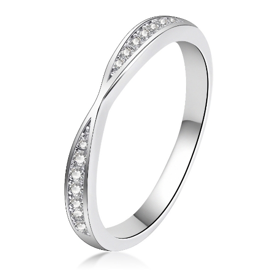 Picture of S925 Sterling Silver Simple Interlaced Moissanite Ring