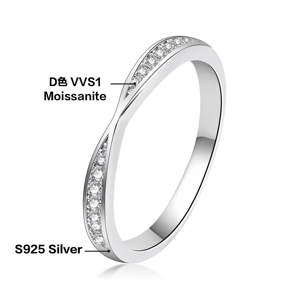 Picture of S925 Sterling Silver Simple Interlaced Moissanite Ring