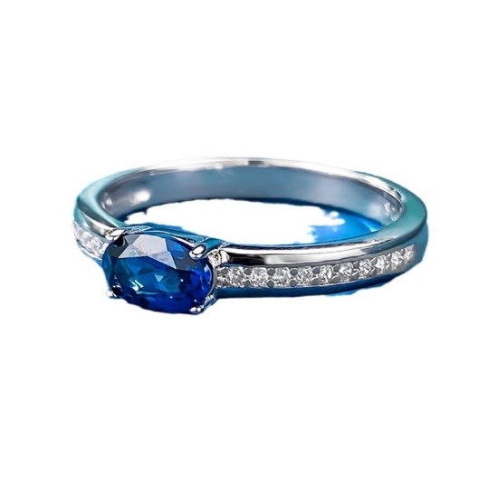 Picture of S925 Sterling Silver Sapphire Oval Ring