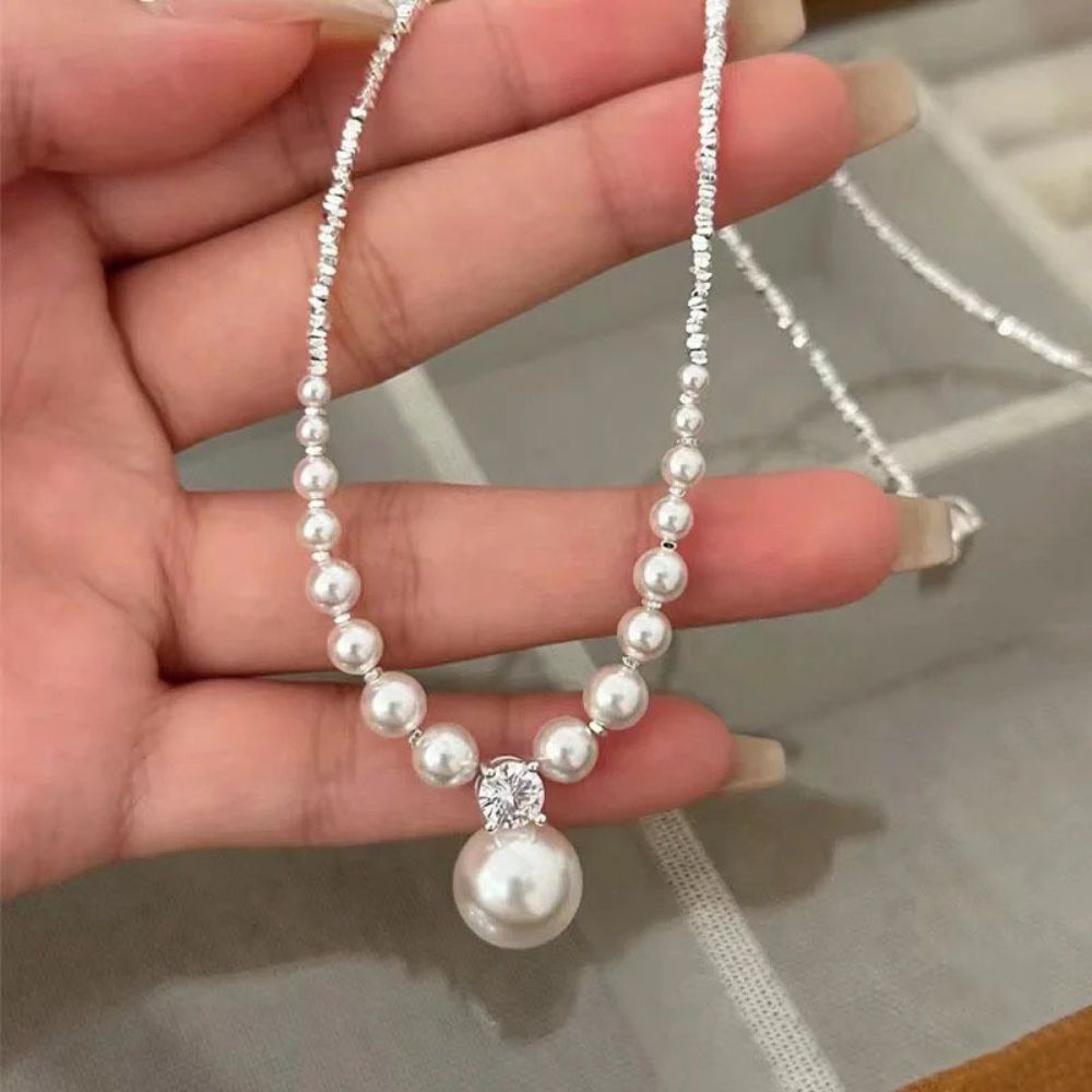 Picture of Tichy 925 Sterling Silver French-style Swarovski Pearl Necklace