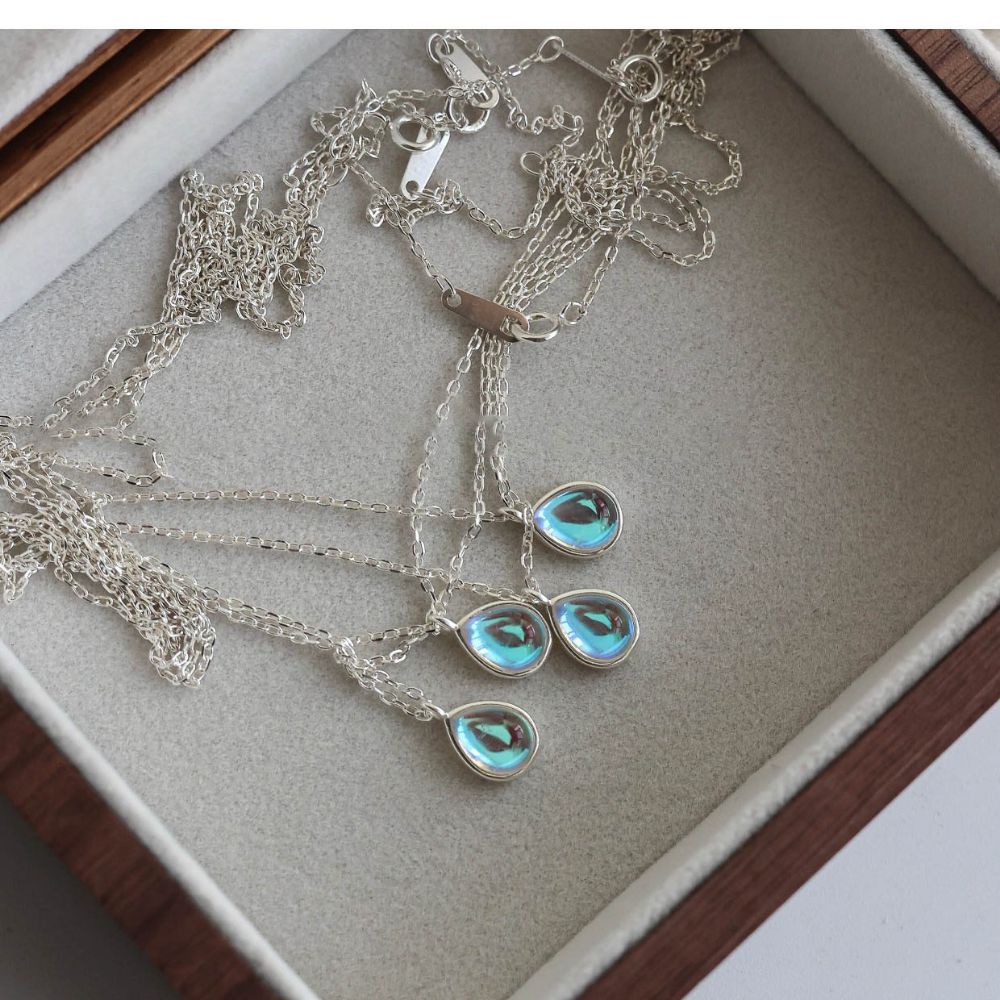 Picture of Titch S925 Sterling Silver Moonstone Teardrop Pendant Necklace