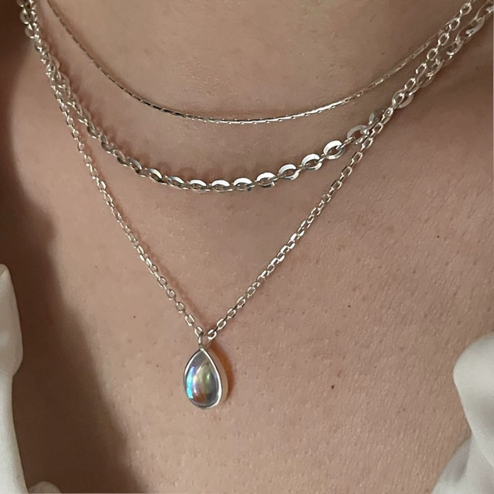 Picture of Titch S925 Sterling Silver Moonstone Teardrop Pendant Necklace