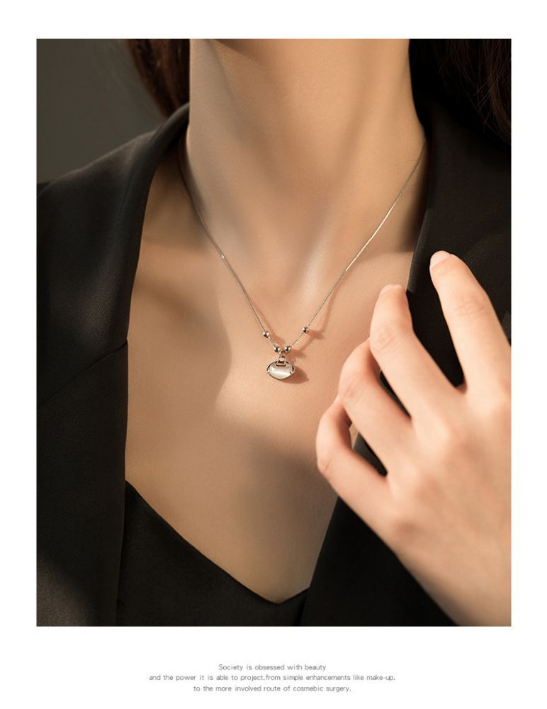 Picture of Titch S925 Cat's Eye Pendant Collarbone Chain