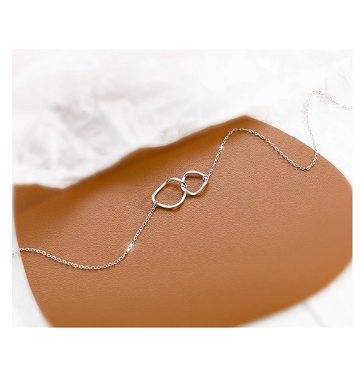 Picture of Titch 925 Silver Double Ring Pendant Necklace