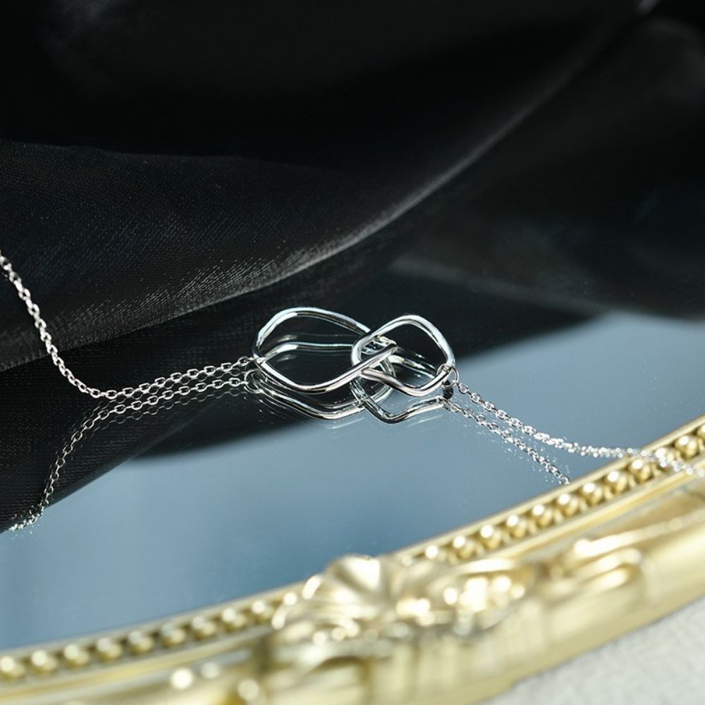 Picture of Titch 925 Silver Double Ring Pendant Necklace
