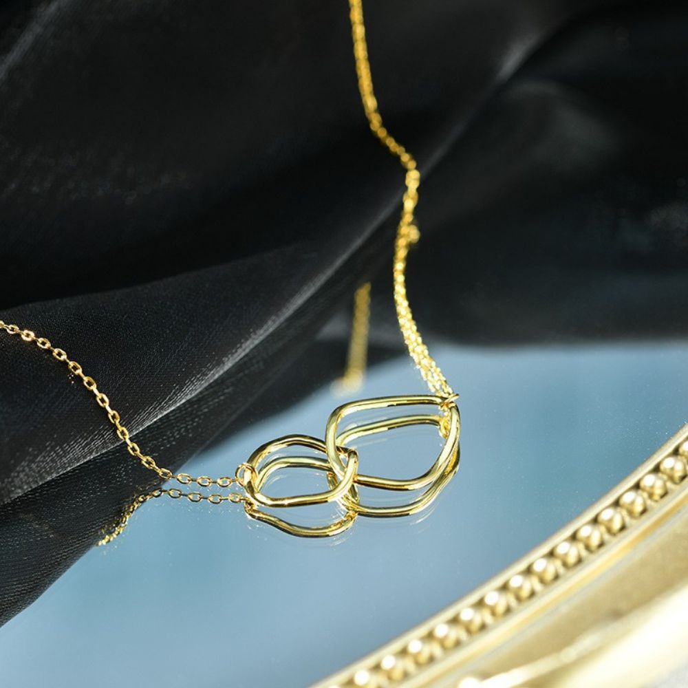 Picture of Titch 925 Silver Double Ring Pendant Necklace