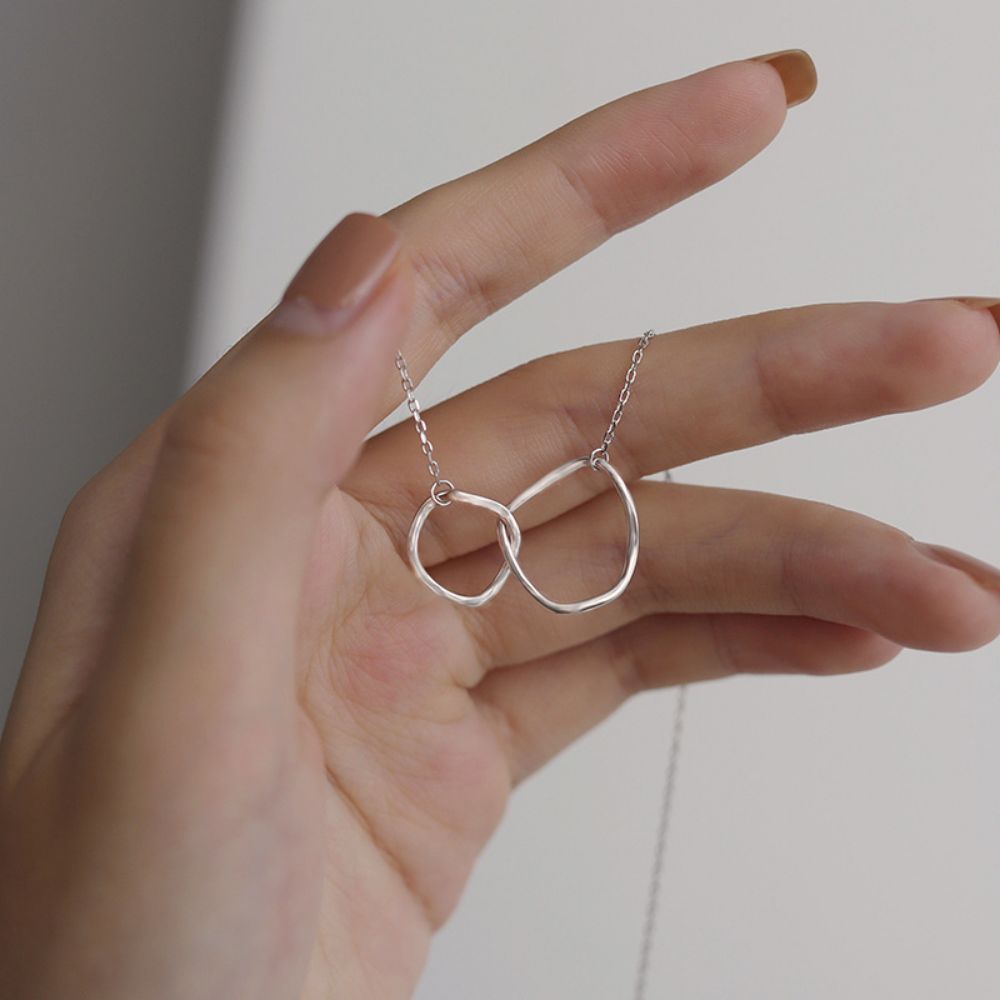 Picture of Titch 925 Silver Double Ring Pendant Necklace