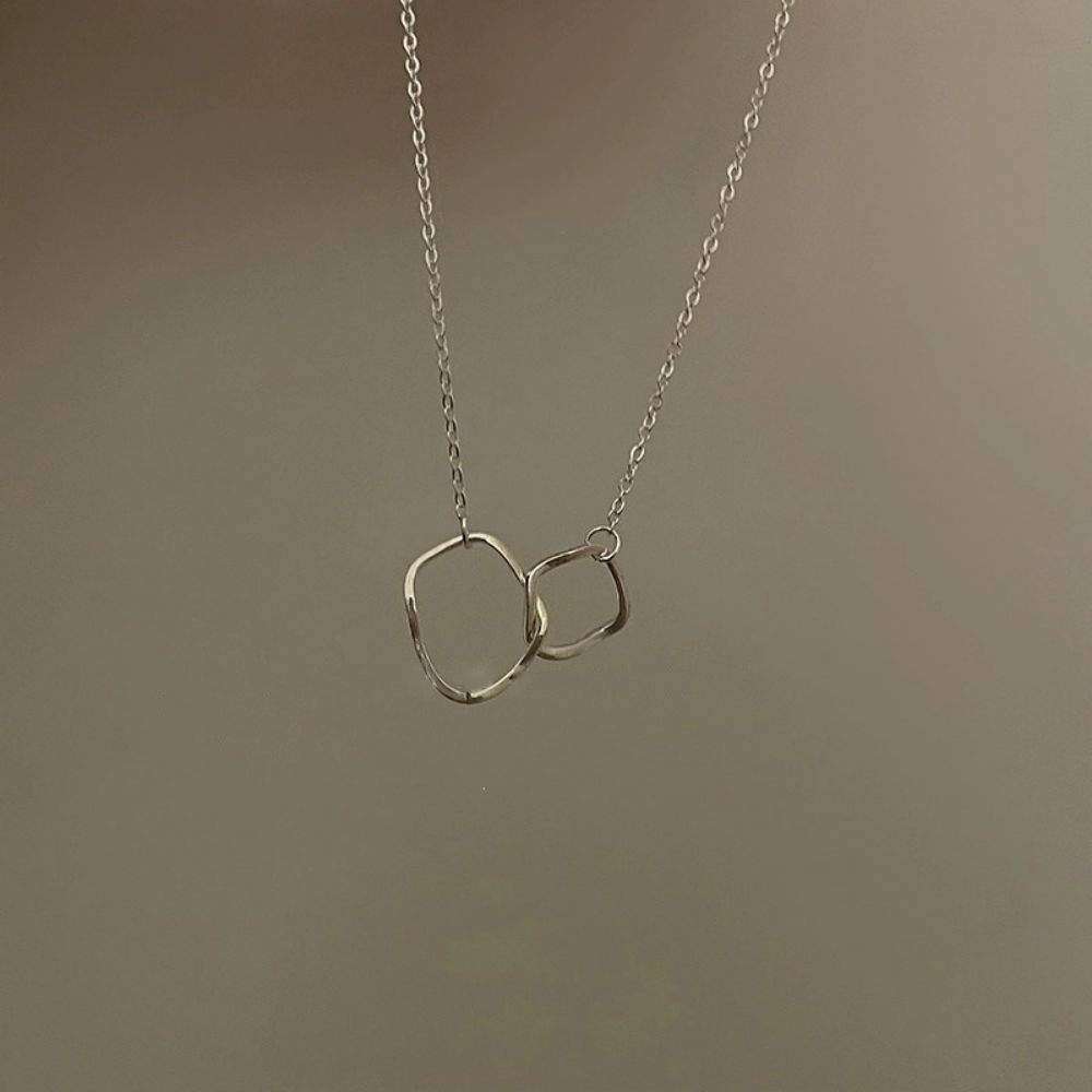 Picture of Titch 925 Silver Double Ring Pendant Necklace