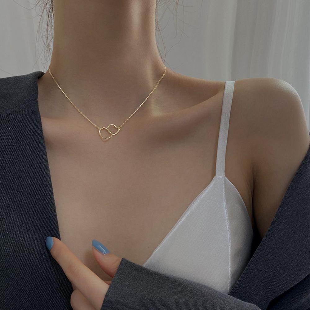 Picture of Titch 925 Silver Double Ring Pendant Necklace