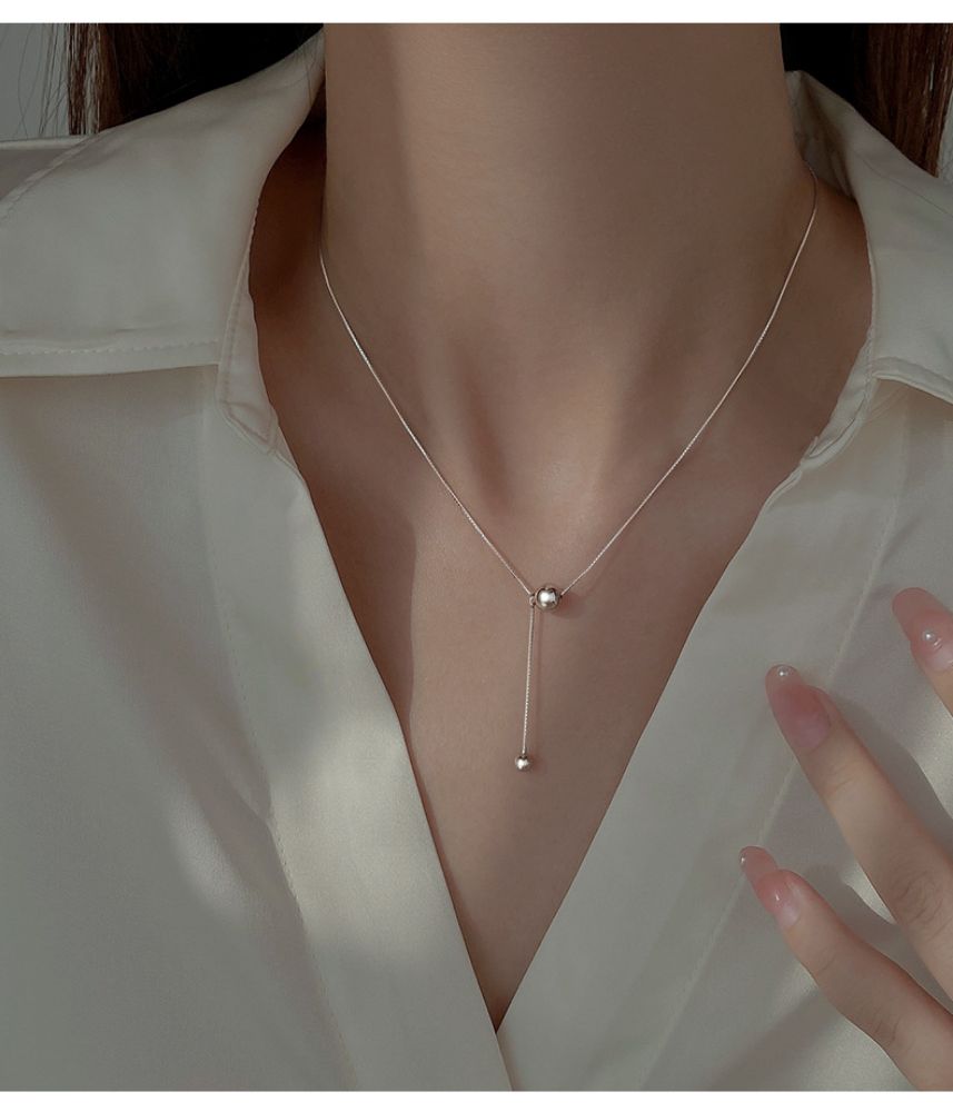 Picture of Titch 925 Silver Beaded Tassel Necklace