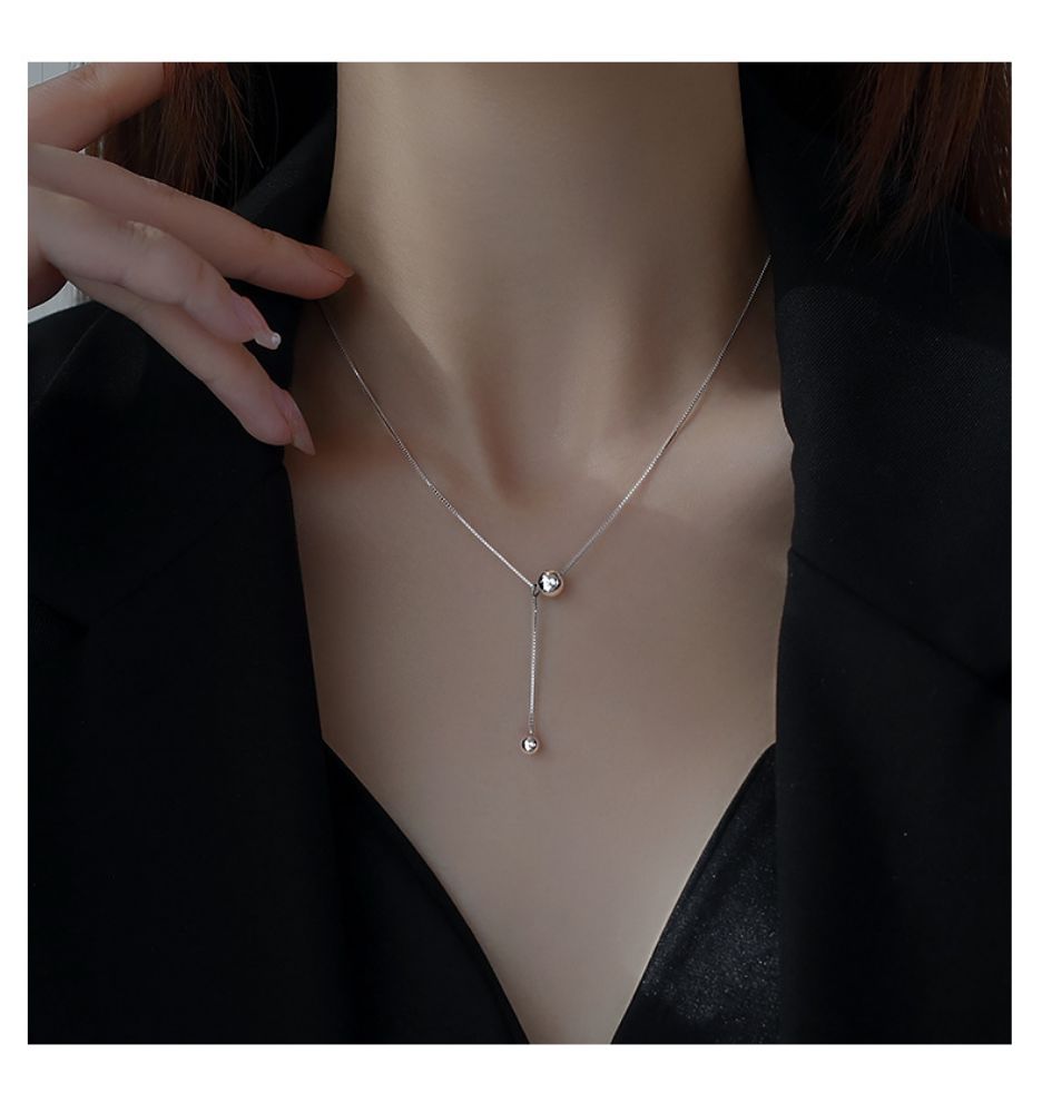 Picture of Titch 925 Silver Beaded Tassel Necklace