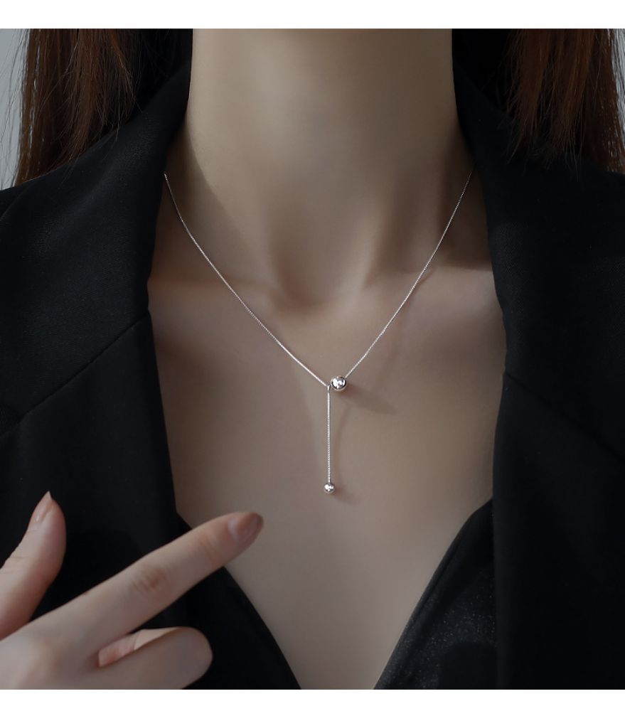 Picture of Titch 925 Silver Beaded Tassel Necklace