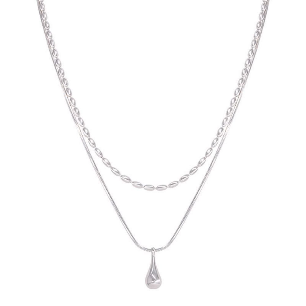 Picture of Qianjia S925 Silver Water Drop Pendant Necklace