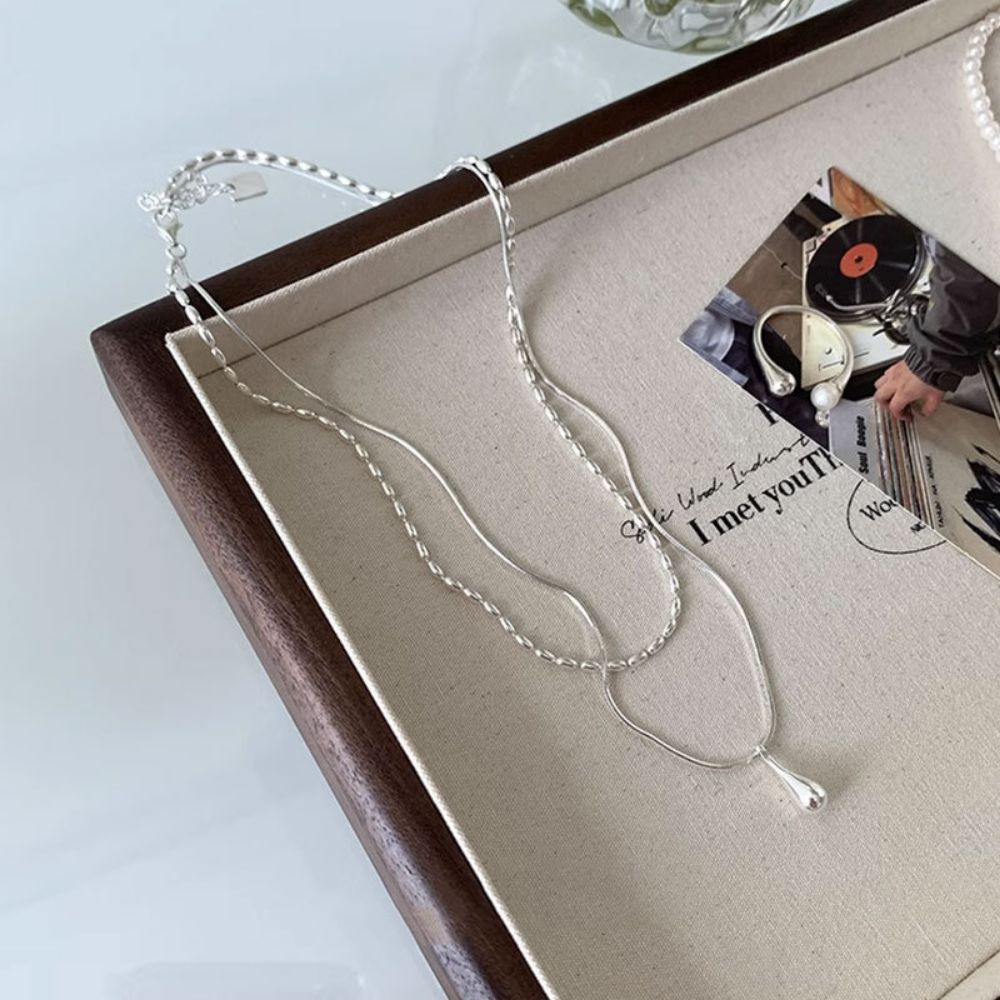 Picture of Qianjia S925 Silver Water Drop Pendant Necklace