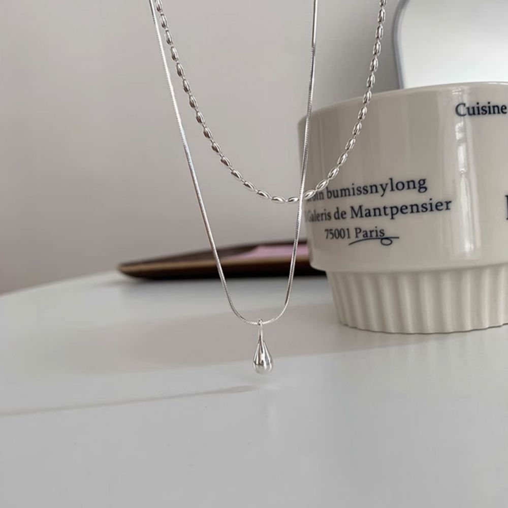 Picture of Qianjia S925 Silver Water Drop Pendant Necklace