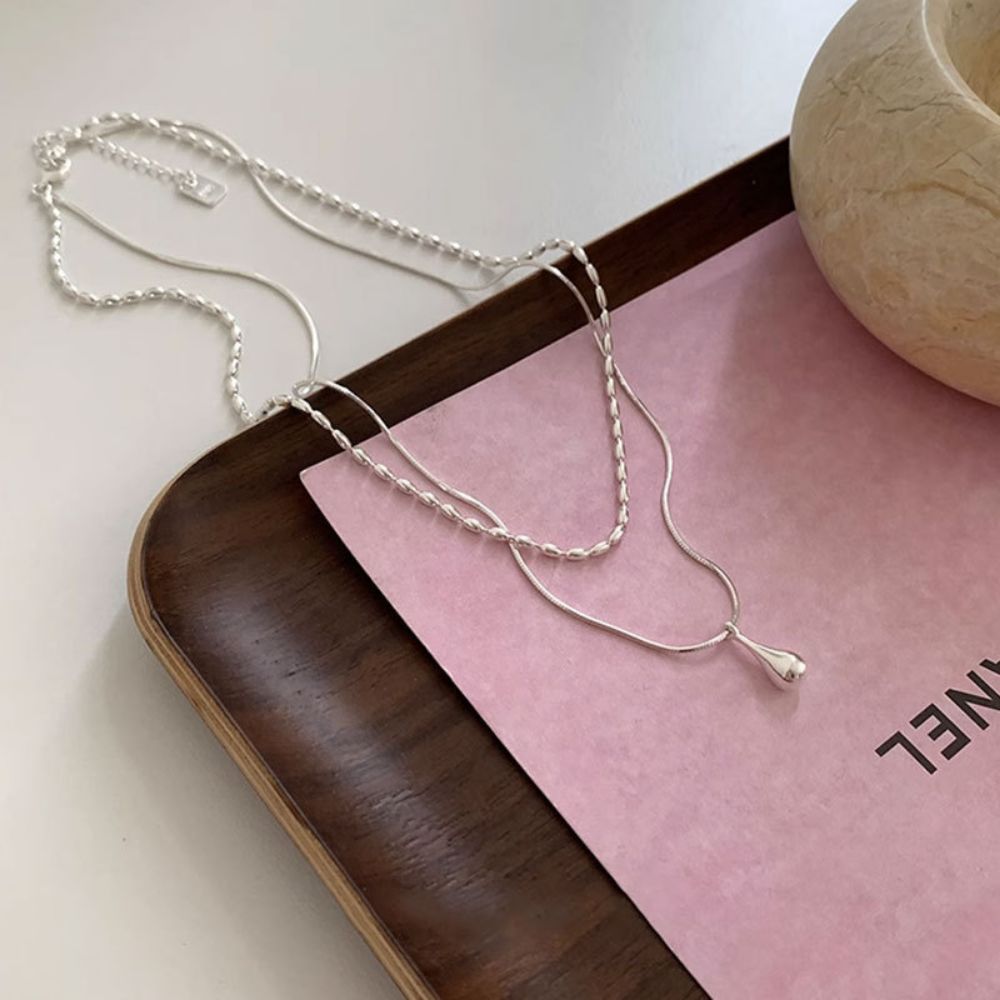 Picture of Qianjia S925 Silver Water Drop Pendant Necklace