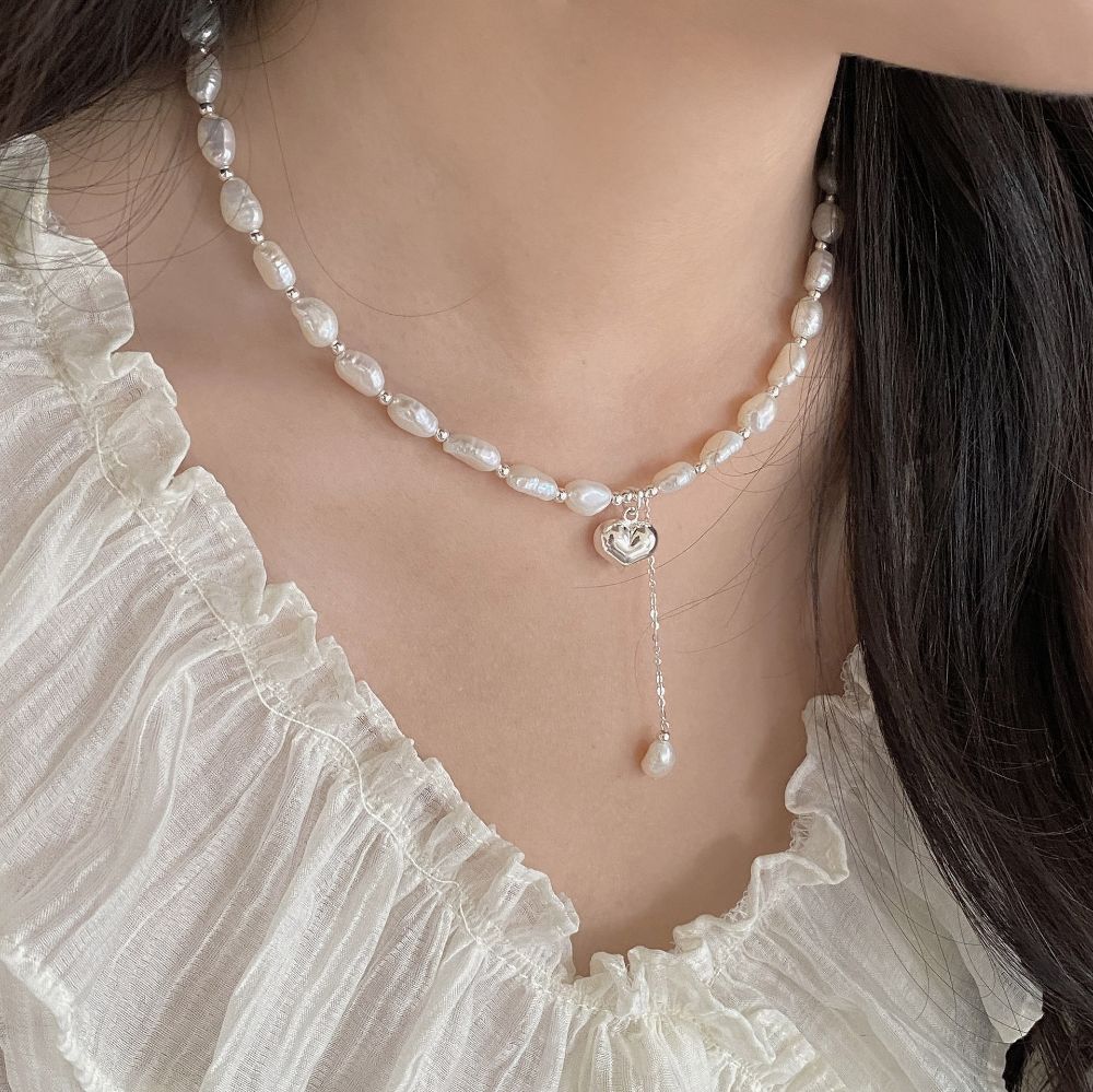 Picture of Tichi 925 Silver Heart Pearl Necklace