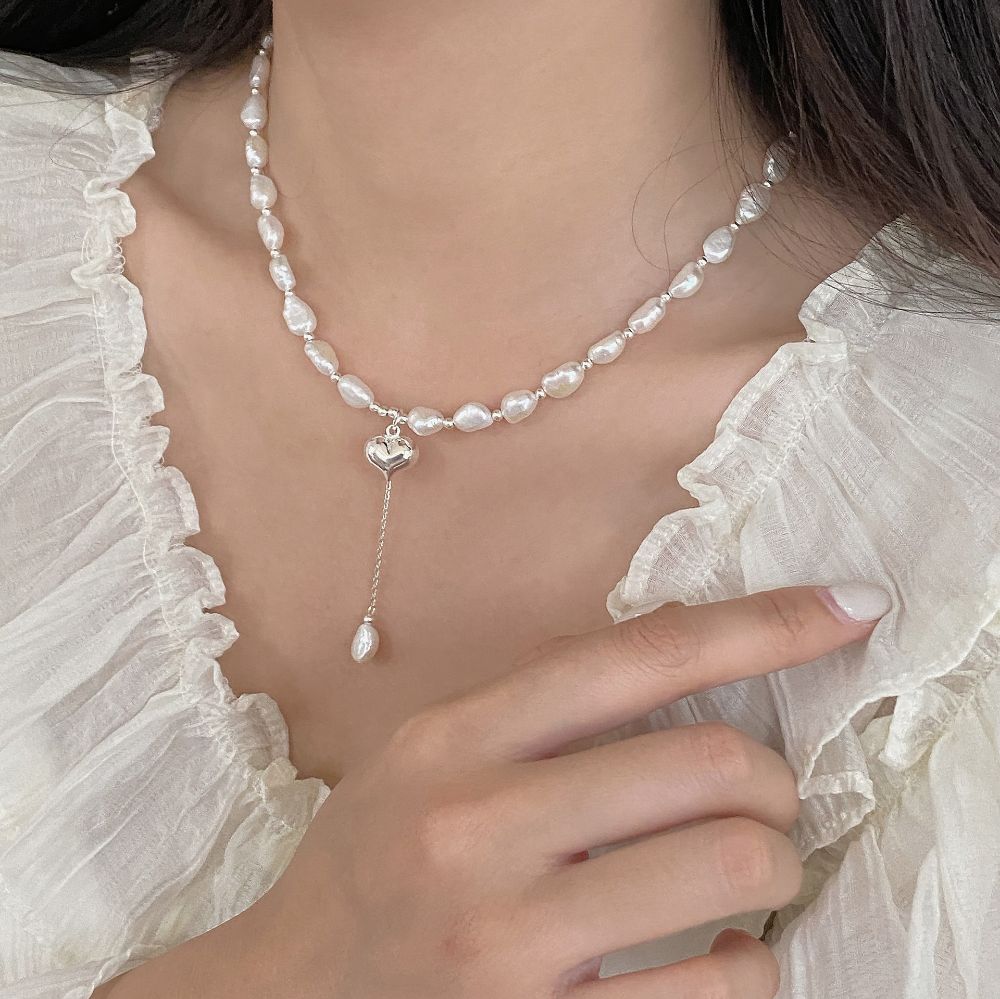 Picture of Tichi 925 Silver Heart Pearl Necklace