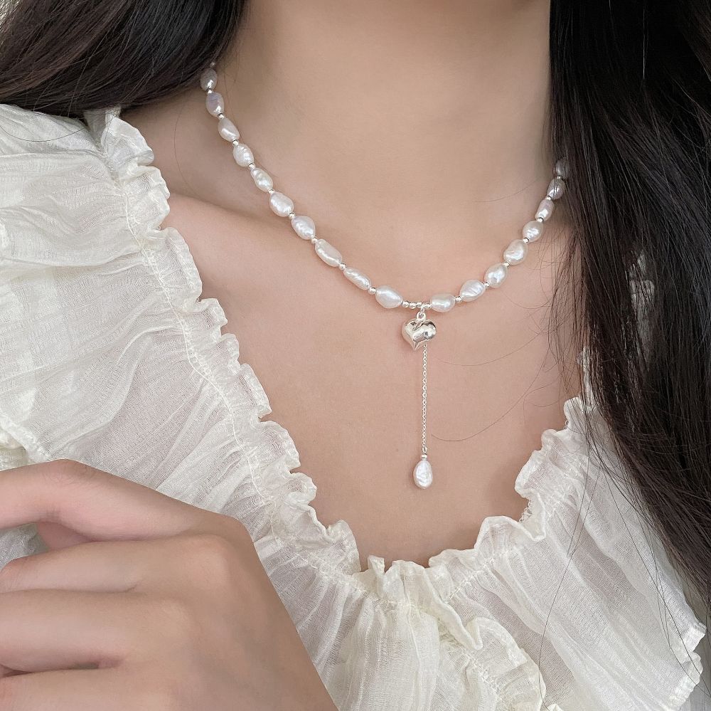Picture of Tichi 925 Silver Heart Pearl Necklace