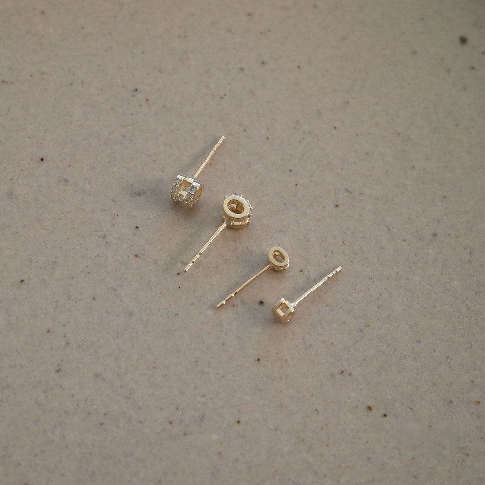 Picture of Tichi Mini H-shaped 3D sterling silver (925) earrings