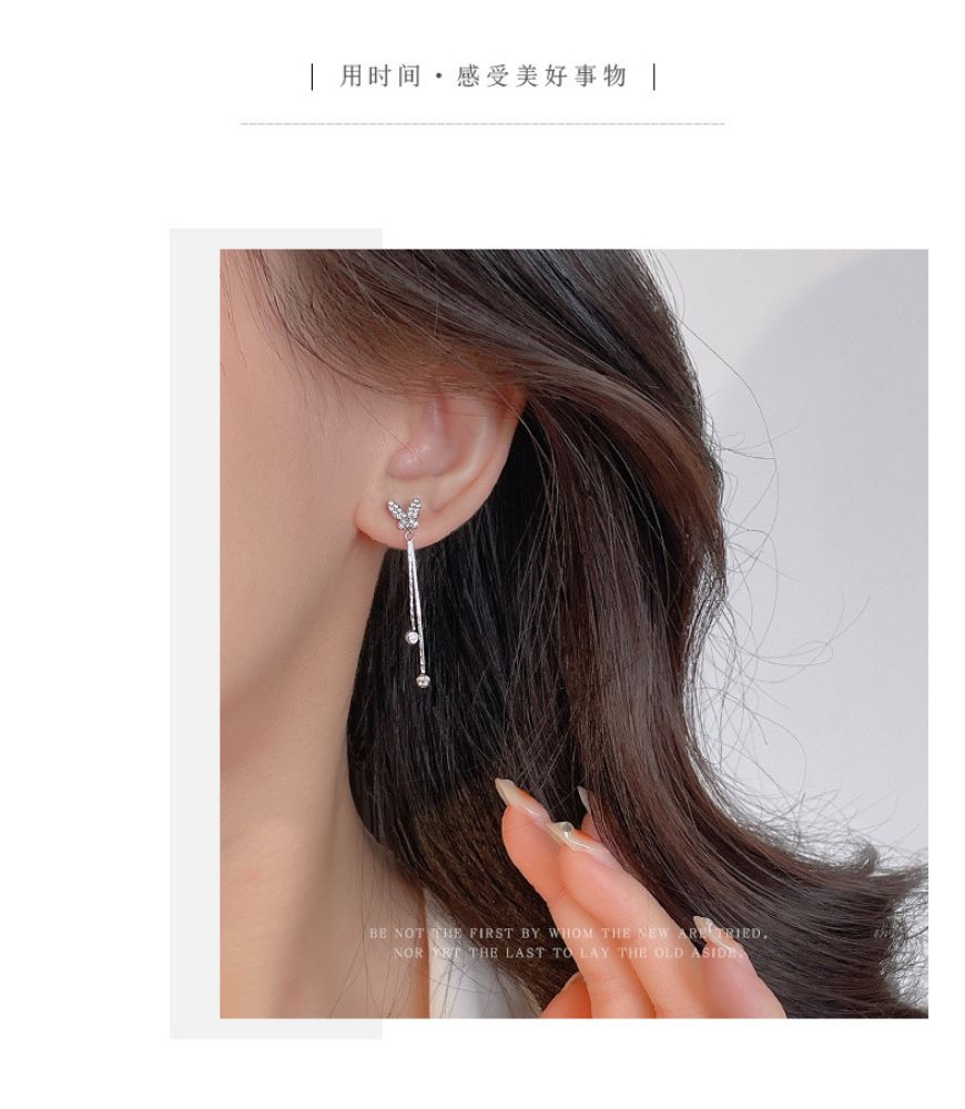 Picture of Titchy 925 silver butterfly tassel earrings