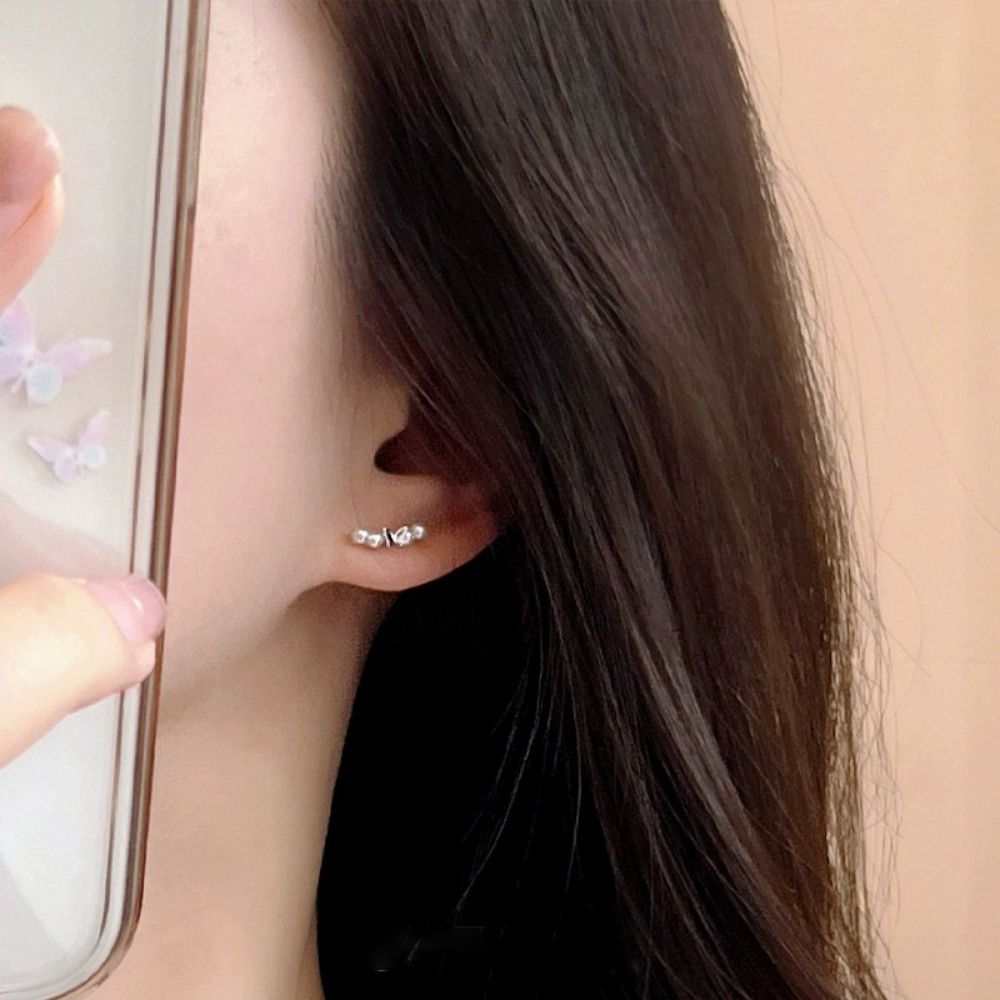 Picture of Titchy S925 silver butterfly imitation pearl earrings