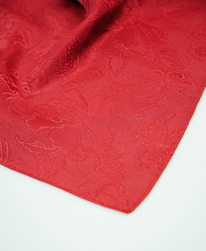 Picture of Red Floral Ribbed Long Scarf