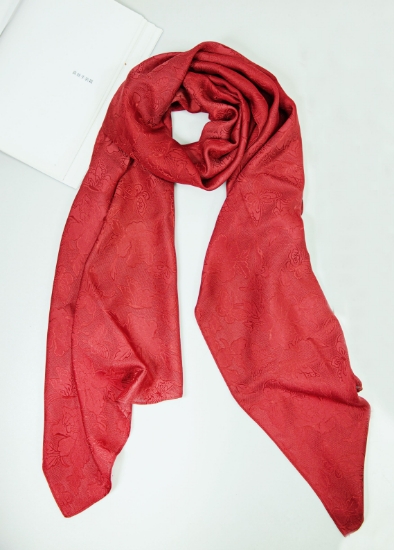 Picture of Red Floral Ribbed Long Scarf
