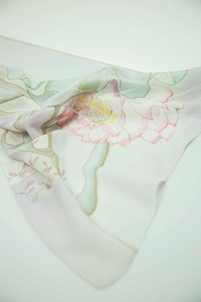 Picture of Hand-Painted Silk Satin Long Scarf