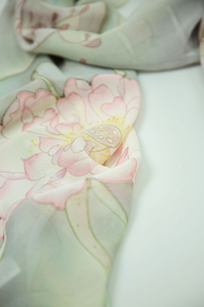 Picture of Hand-Painted Silk Satin Long Scarf