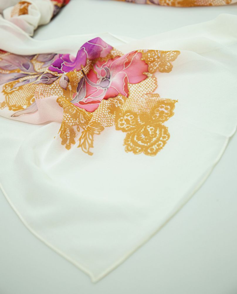 Picture of Hand-Painted Silk Satin Long Scarf