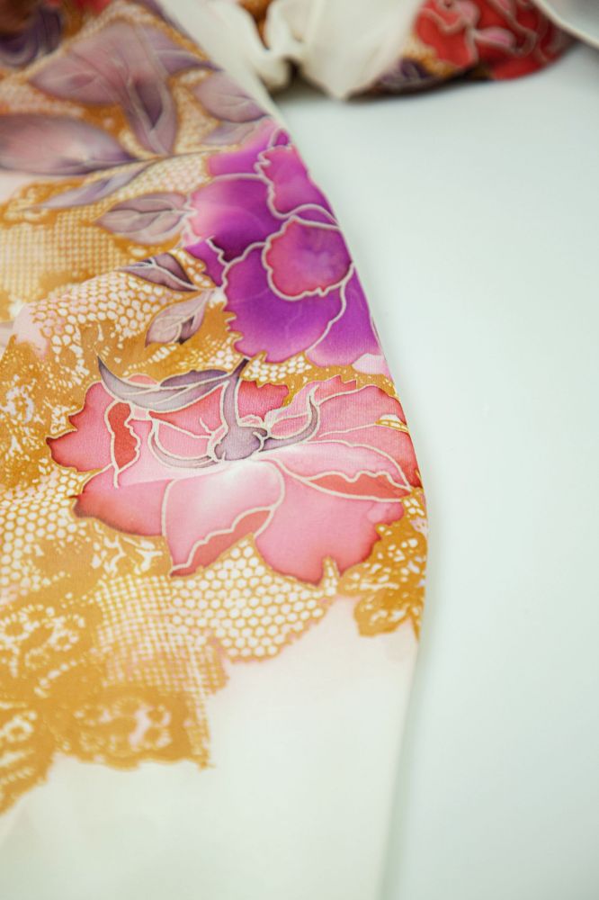 Picture of Hand-Painted Silk Satin Long Scarf